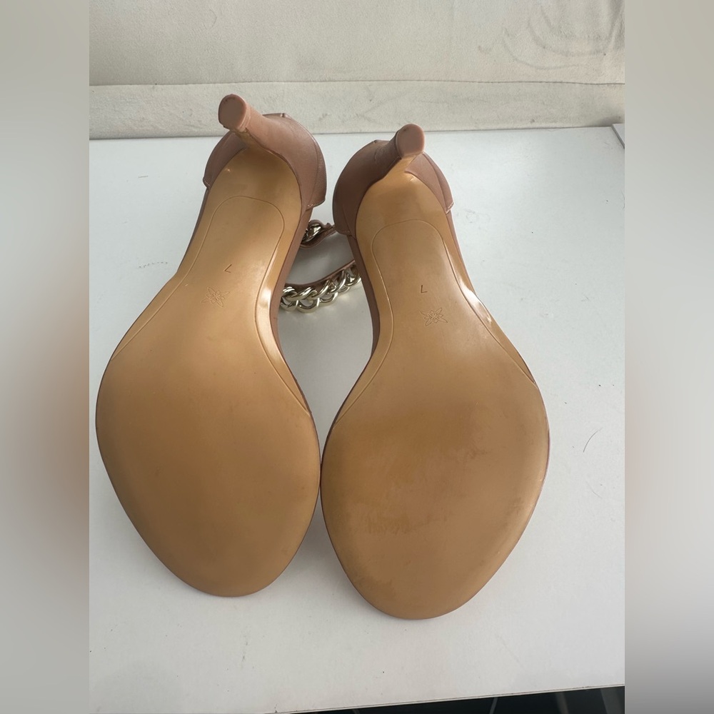 Tan Chain-Embellished Heels - Picture 3 of 8